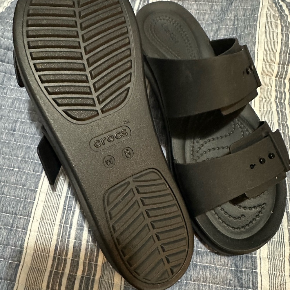 CROCS Black Double Strap Slide Sandals - Picture 5 of 6